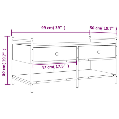 vidaXL Couchtisch Sonoma-Eiche 99x50x50 cm Holzwerkstoff