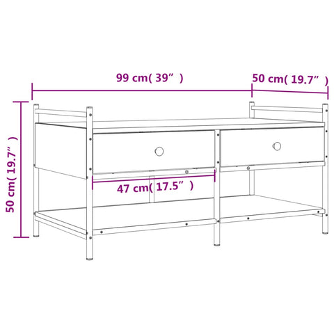 vidaXL Couchtisch Braun Eichen-Optik 99x50x50 cm Holzwerkstoff