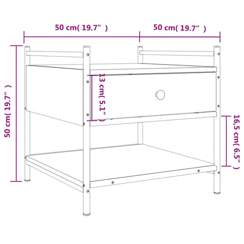 vidaXL Couchtisch Sonoma-Eiche 50x50x50 cm Holzwerkstoff