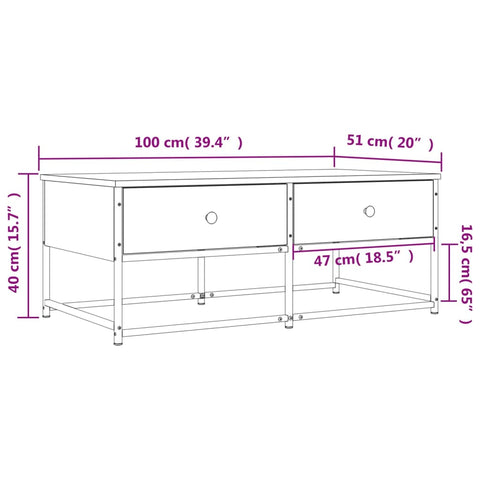 vidaXL Couchtisch Grau Sonoma 100x51x40 cm Holzwerkstoff