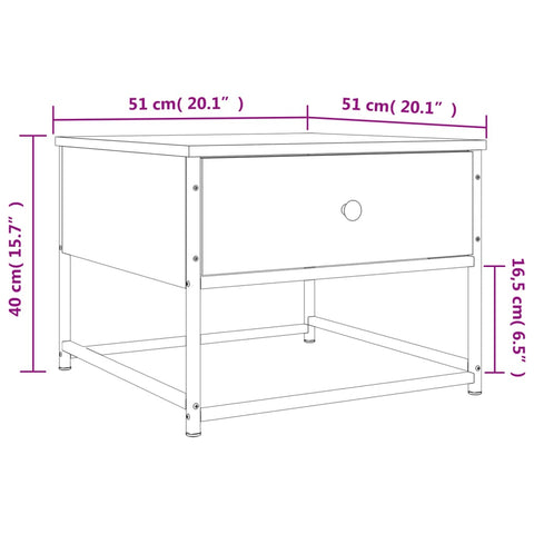 vidaXL Couchtisch Sonoma-Eiche 51x51x40 cm Holzwerkstoff