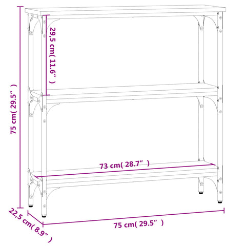 vidaXL Konsolentisch Grau Sonoma 75x22,5x75 cm Holzwerkstoff