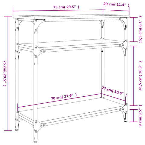 vidaXL Konsolentisch Räuchereiche 75x29x75 cm Holzwerkstoff