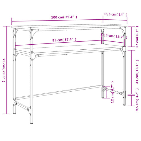 vidaXL Konsolentisch Schwarz 100x35,5x75 cm Holzwerkstoff