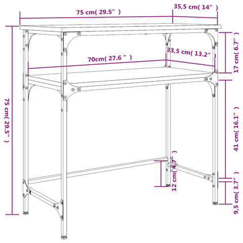 vidaXL Konsolentisch Schwarz 75x35,5x75 cm Holzwerkstoff