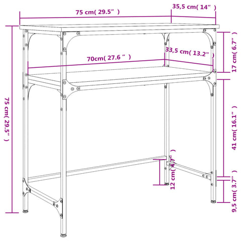 vidaXL Konsolentisch Räuchereiche 75x35,5x75 cm Holzwerkstoff