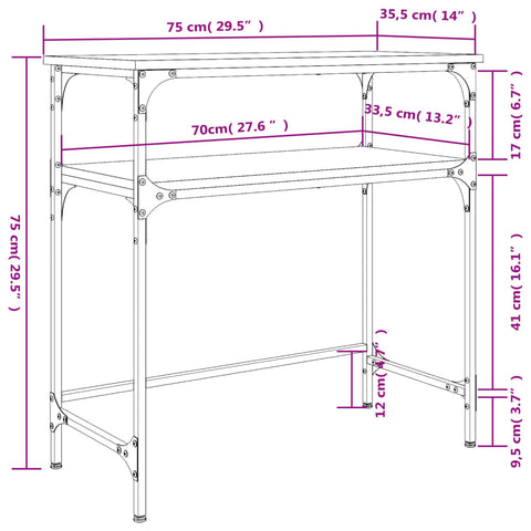 vidaXL Konsolentisch Braun Eichen-Optik 75x35,5x75 cm Holzwerkstoff