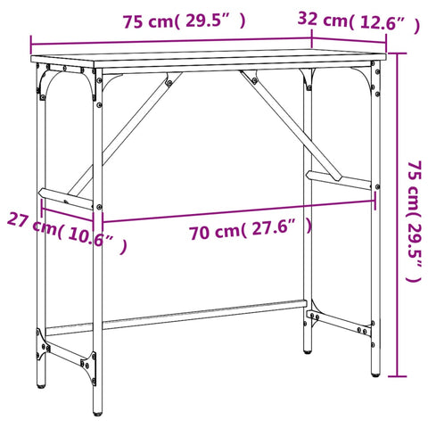 vidaXL Konsolentisch Schwarz 75x32x75 cm Holzwerkstoff