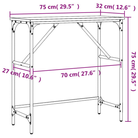 vidaXL Konsolentisch Räuchereiche 75x32x75 cm Holzwerkstoff