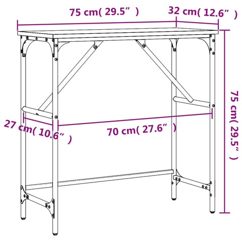 vidaXL Konsolentisch Braun Eichen-Optik 75x32x75 cm Holzwerkstoff