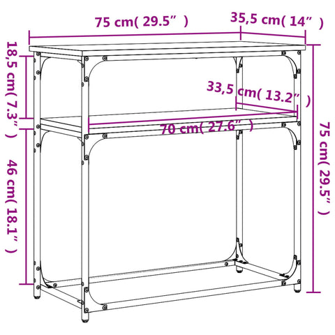 vidaXL Konsolentisch Schwarz 75x35,5x75 cm Holzwerkstoff