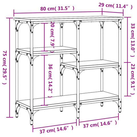 vidaXL Konsolentisch Schwarz 80x29x75 cm Holzwerkstoff