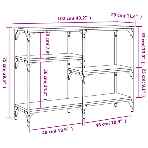 vidaXL Konsolentisch Schwarz 102x29x75 cm Holzwerkstoff