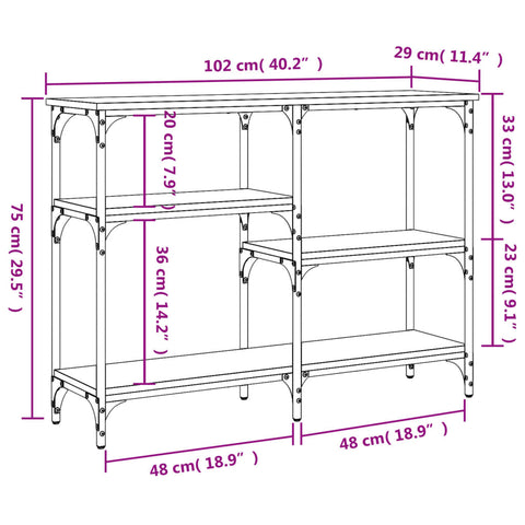 vidaXL Konsolentisch Räuchereiche 102x29x75 cm Holzwerkstoff