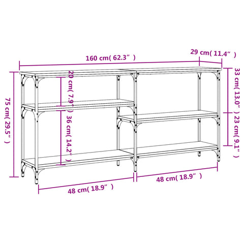 vidaXL Konsolentisch Schwarz 160x29x75 cm Holzwerkstoff