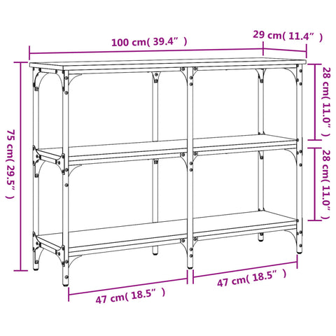 vidaXL Konsolentisch Schwarz 100x29x75 cm Holzwerkstoff