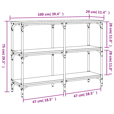 vidaXL Konsolentisch Räuchereiche 100x29x75 cm Holzwerkstoff