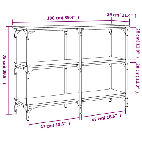 vidaXL Konsolentisch Grau Sonoma 100x29x75 cm Holzwerkstoff