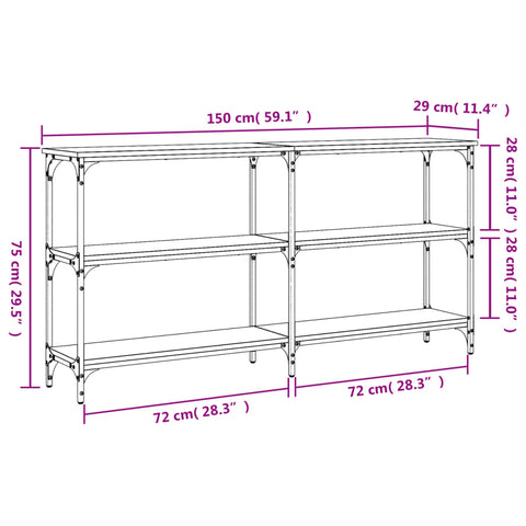 vidaXL Konsolentisch Räuchereiche 150x29x75 cm Holzwerkstoff