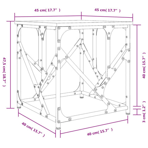 vidaXL Couchtisch Räuchereiche 45x45x47,5 cm Holzwerkstoff