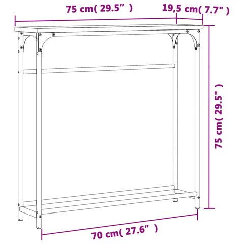 vidaXL Konsolentisch Grau Sonoma 75x19,5x75 cm Holzwerkstoff