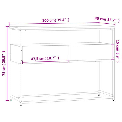 vidaXL Konsolentisch Sonoma-Eiche 100x40x75 cm Holzwerkstoff