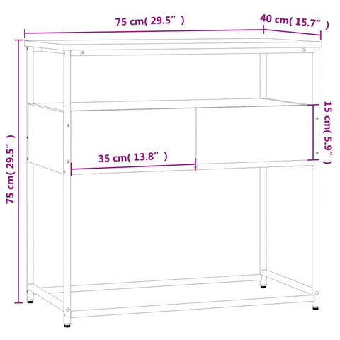 vidaXL Konsolentisch Sonoma-Eiche 75x40x75 cm Holzwerkstoff