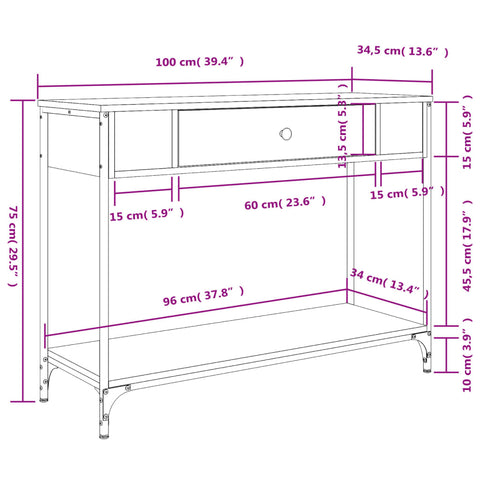 vidaXL Konsolentisch Schwarz 100x34,5x75 cm Holzwerkstoff