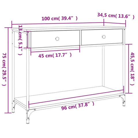 vidaXL Konsolentisch Sonoma-Eiche 100x34,5x75 cm Holzwerkstoff