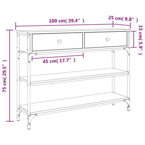 vidaXL Konsolentisch Schwarz 100x25x75 cm Holzwerkstoff