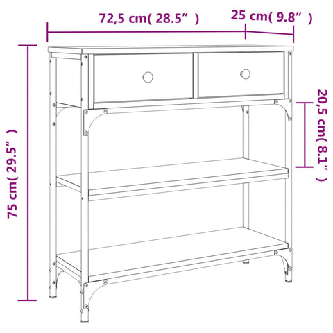 vidaXL Konsolentisch Schwarz 72,5x25x75 cm Holzwerkstoff