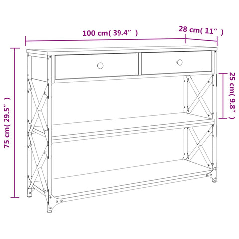 vidaXL Konsolentisch Räuchereiche 100x28x75 cm Holzwerkstoff