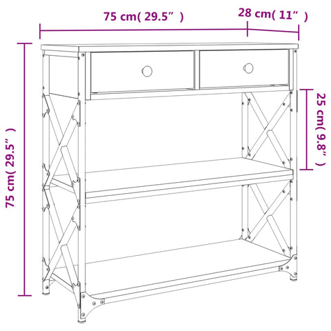 vidaXL Konsolentisch Schwarz 75x28x75 cm Holzwerkstoff