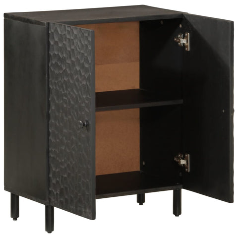 Beistellschrank Schwarz 60x33x75 cm Massivholz Mango