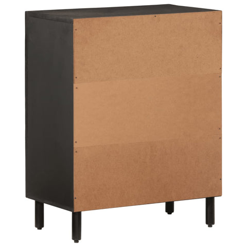 Beistellschrank Schwarz 60x33x75 cm Massivholz Mango