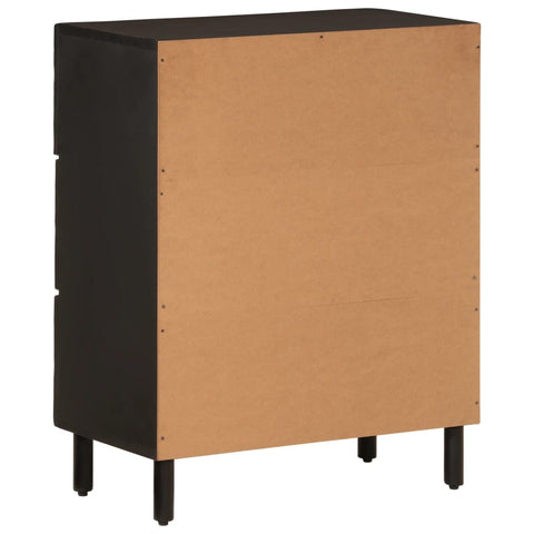 Beistellschrank Schwarz 60x33x75 cm Massivholz Mango