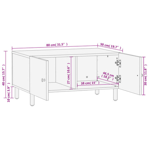 vidaXL Couchtisch Schwarz 80x50x40 cm Massivholz Mango