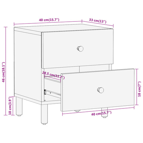 vidaXL Nachttisch 40x33x46 cm Massivholz Akazie