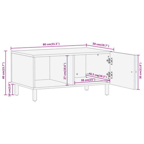 vidaXL Couchtisch 80x50x40 cm Massivholz Mango