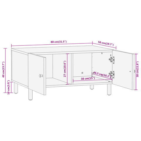 vidaXL Couchtisch 80x50x40 cm Massivholz Mango