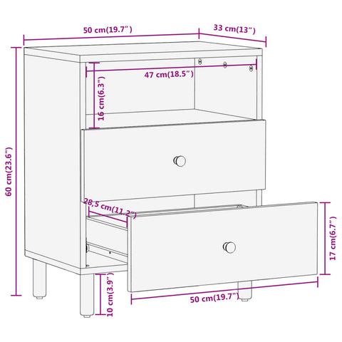 vidaXL Nachttisch 50x33x60 cm Massivholz Mango