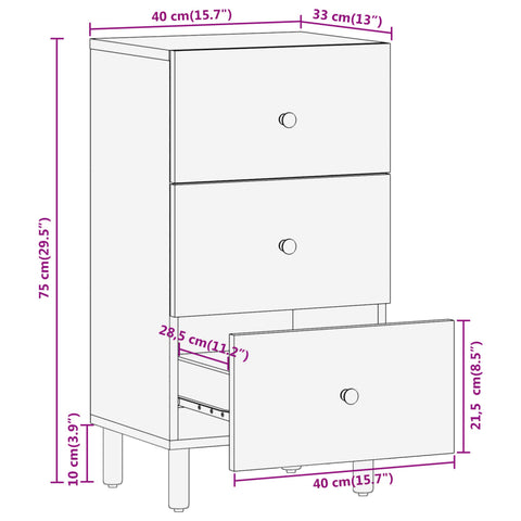 Beistellschrank 40x33x75 cm Massivholz Mango