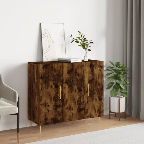 vidaXL Sideboard Räuchereiche 90x34x80 cm Holzwerkstoff