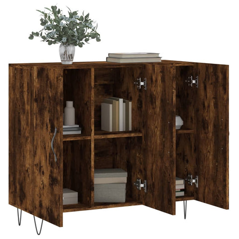 vidaXL Sideboard Räuchereiche 90x34x80 cm Holzwerkstoff