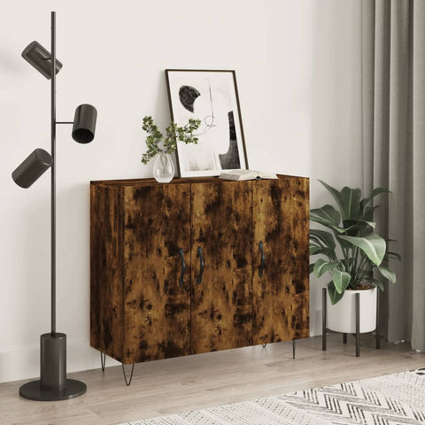 vidaXL Sideboard Räuchereiche 90x34x80 cm Holzwerkstoff