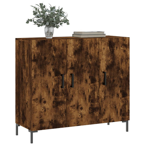 vidaXL Sideboard Räuchereiche 90x34x80 cm Holzwerkstoff