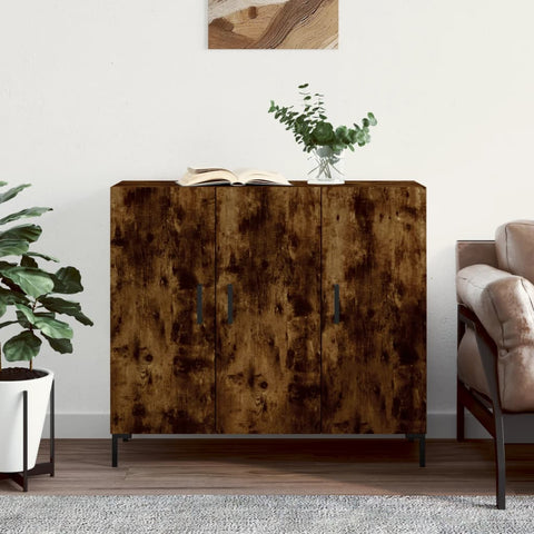 vidaXL Sideboard Räuchereiche 90x34x80 cm Holzwerkstoff