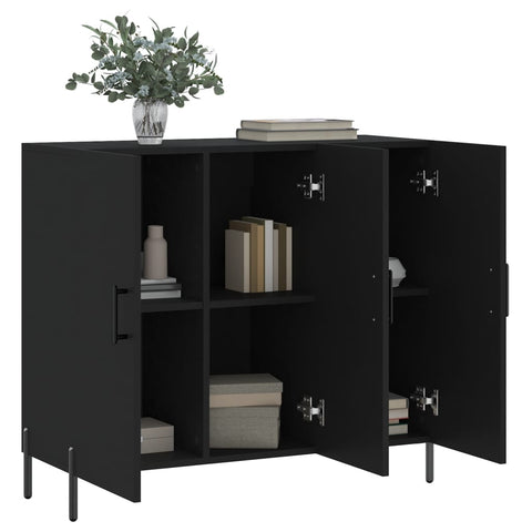 vidaXL Sideboard Schwarz 90x34x80 cm Holzwerkstoff