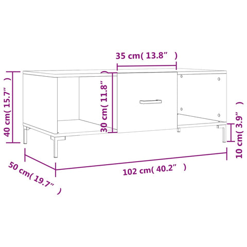 vidaXL Couchtisch Sonoma-Eiche 102x50x40 cm Holzwerkstoff