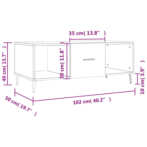 vidaXL Couchtisch Schwarz 102x50x40 cm Holzwerkstoff